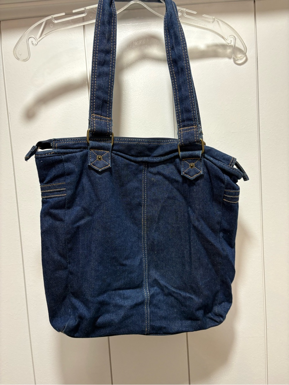 Vintage Levi’s Purse Denim Floral Dark Blue Retro Hippie Y2K Zippered Tote Bag - Picture 4 of 5